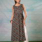 Juniper Women'S Navy Ethnic Motif Printed Sleeveless Kurta - Swadesiicart
