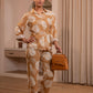Juniper Women'S Brown Floral Printed Co-Ord Set With Button Details - Swadesiicart