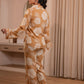 Juniper Women'S Brown Floral Printed Co-Ord Set With Button Details - Swadesiicart
