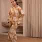 Juniper Women'S Brown Floral Printed Co-Ord Set With Button Details - Swadesiicart