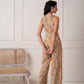 Juniper Multi Printed Abstract Viscose Jumpsuit With Belt - Swadesiicart