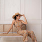 Juniper Multi Printed Abstract Viscose Jumpsuit With Belt - Swadesiicart