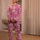 Juniper Purple Floral Printed Co-Ord Set With Button Details - Swadesiicart