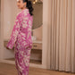 Juniper Purple Floral Printed Co-Ord Set With Button Details - Swadesiicart