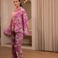 Juniper Purple Floral Printed Co-Ord Set With Button Details - Swadesiicart