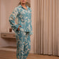 Juniper Teal Floral Printed Co-Ord Set With Button Details - Swadesiicart