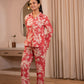 Juniper Dusty Pink Floral Printed Co-Ord Set With Button Details - Swadesiicart