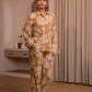 Juniper Brown Floral Printed Co-Ord Set With Button Details - Swadesiicart