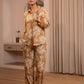 Juniper Brown Floral Printed Co-Ord Set With Button Details - Swadesiicart