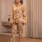 Juniper Brown Floral Printed Co-Ord Set With Button Details - Swadesiicart