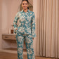 Juniper Mint Floral Printed Co-Ord Set With Button Details - Swadesiicart