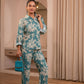 Juniper Mint Floral Printed Co-Ord Set With Button Details - Swadesiicart