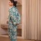 Juniper Mint Floral Printed Co-Ord Set With Button Details - Swadesiicart