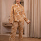 Juniper Brown Floral Printed Co-Ord Set With Button Details - Swadesiicart