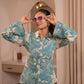 Juniper Mint Floral Printed Co-Ord Set With Button Details - Swadesiicart