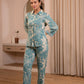 Juniper Mint Floral Printed Co-Ord Set With Button Details - Swadesiicart
