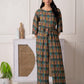 Juniper Green Floral Printed Viscose Jumpsuit With Belt - Swadesiicart