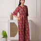 Juniper Red Floral Printed Viscose Jumpsuit With Belt - Swadesiicart