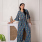 Juniper Teal Floral Printed Viscose Jumpsuit With Belt - Swadesiicart