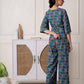 Juniper Teal Floral Printed Viscose Jumpsuit With Belt - Swadesiicart