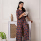 Juniper Wine Floral Printed Viscose Jumpsuit With Belt - Swadesiicart