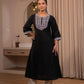 Juniper Black Noir Kashida Kurta - Swadesiicart