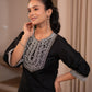 Juniper Black Noir Kashida Kurta - Swadesiicart