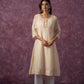 Juniper Ivory Glow Kurta Set With Subtle Zari Detailing - Swadesiicart