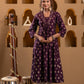 Juniper Purple Gold-Printed Anarkali Kurta - Swadesiicart