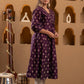 Juniper Purple Gold-Printed Anarkali Kurta - Swadesiicart