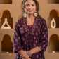 Juniper Purple Gold-Printed Anarkali Kurta - Swadesiicart
