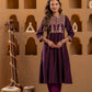 Juniper Wine Embroidered Yoke Kurta - Swadesiicart