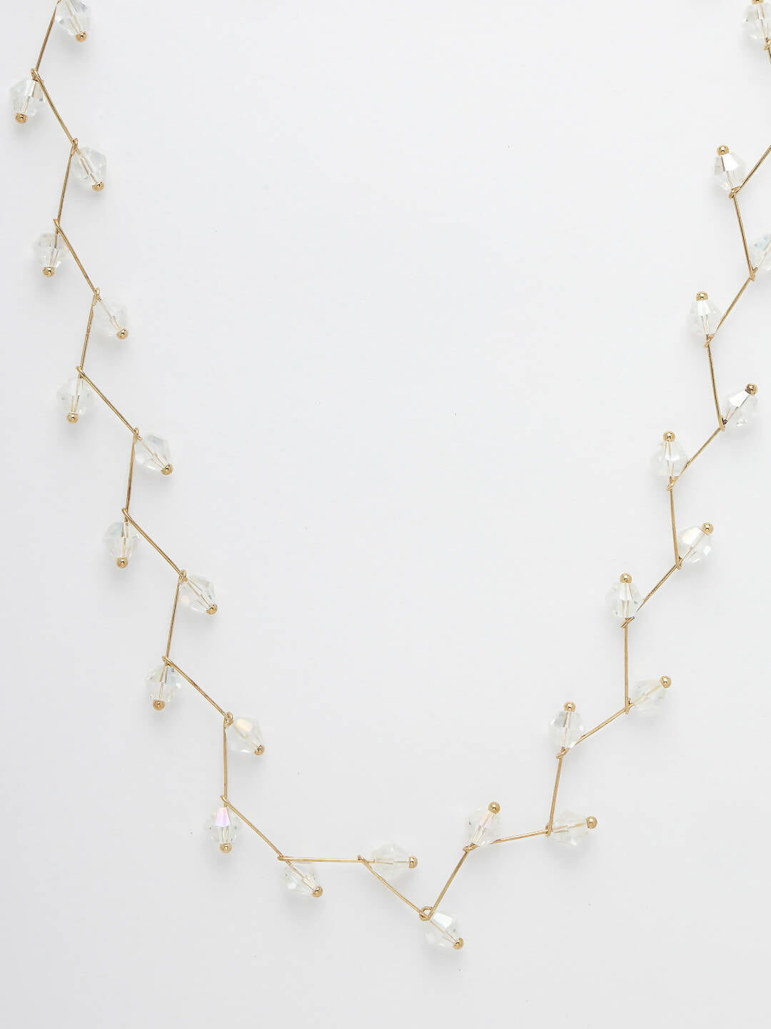 NVR Women's Gold-Polished Chain Transparent Beads Necklace | Swadesiicart