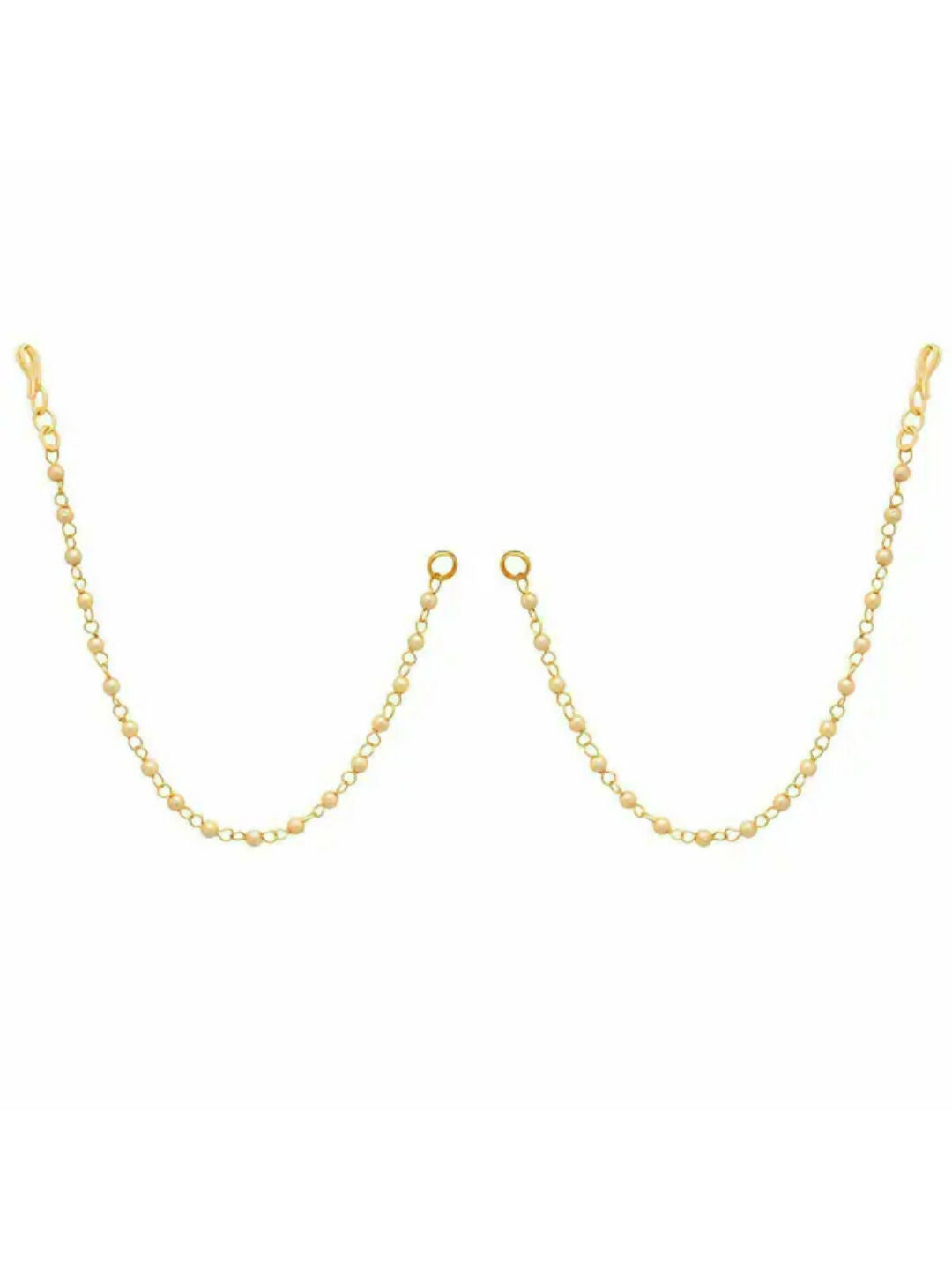 NVR Pearl Studded Classic Gold-Polished 1 Line Ear Chain Ear Cuff | Swadesiicart