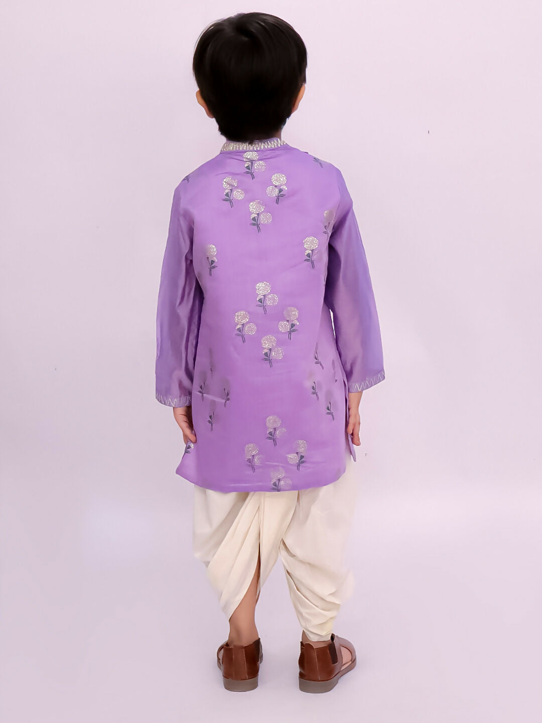Lil Drama Mishti Purple Kurta Dhoti Set For Boys | Swadesiicart