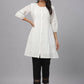 Juniper Women's White Cotton Silk Solid A-Line Kurta | Swadesiicart