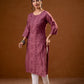Juniper Dusty Pink Embroidered Kurta - Swadesiicart