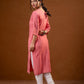 Juniper Rose Gold Embroidered Kurta - Swadesiicart
