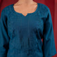 Juniper Teal Embroidered Kurta - Swadesiicart