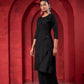 Juniper Black Tonal Sequin Embellished Straight Kurta Set - Swadesiicart