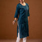 Juniper Teal Tonal Sequin Embellished Straight Kurta Set - Swadesiicart