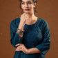 Juniper Teal Tonal Sequin Embellished Straight Kurta Set - Swadesiicart