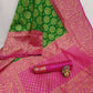 DEIANA'S Beautiful Designer Golden zari Soft Lichi Silk Saree - Green - Swadesiicart