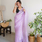 Vamsee Devika Lavender Organza Silk Saree - Swadesiicart