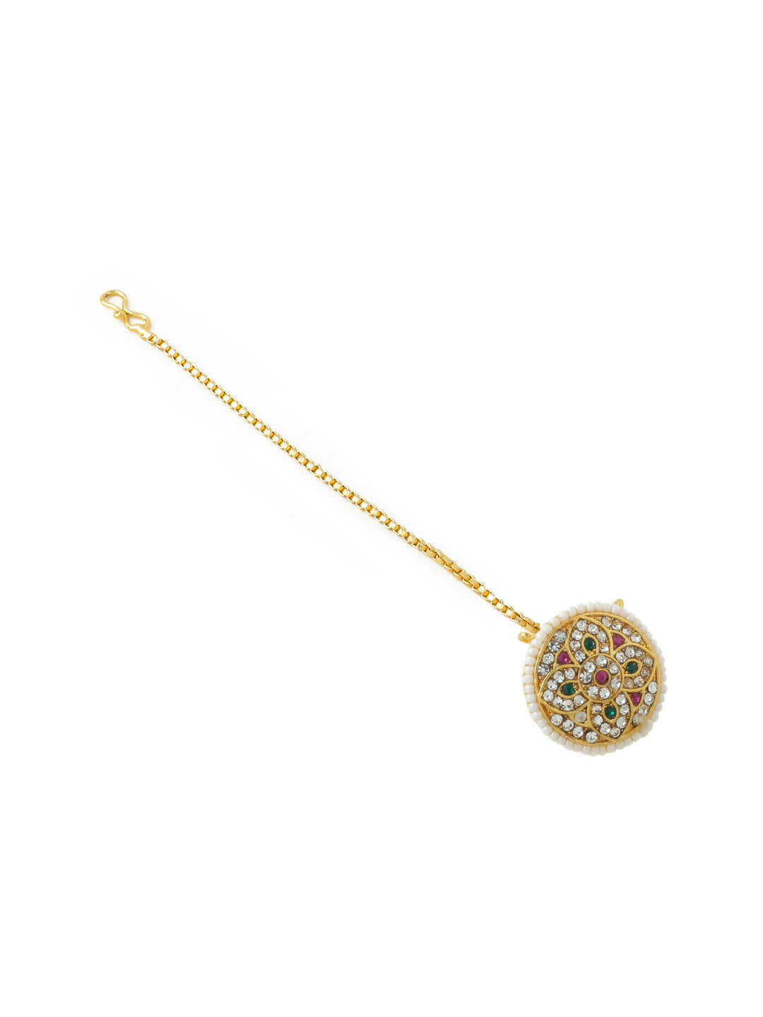 NVR Women's Trending Stylish Gold-Polished Maang Tikka | Swadesiicart