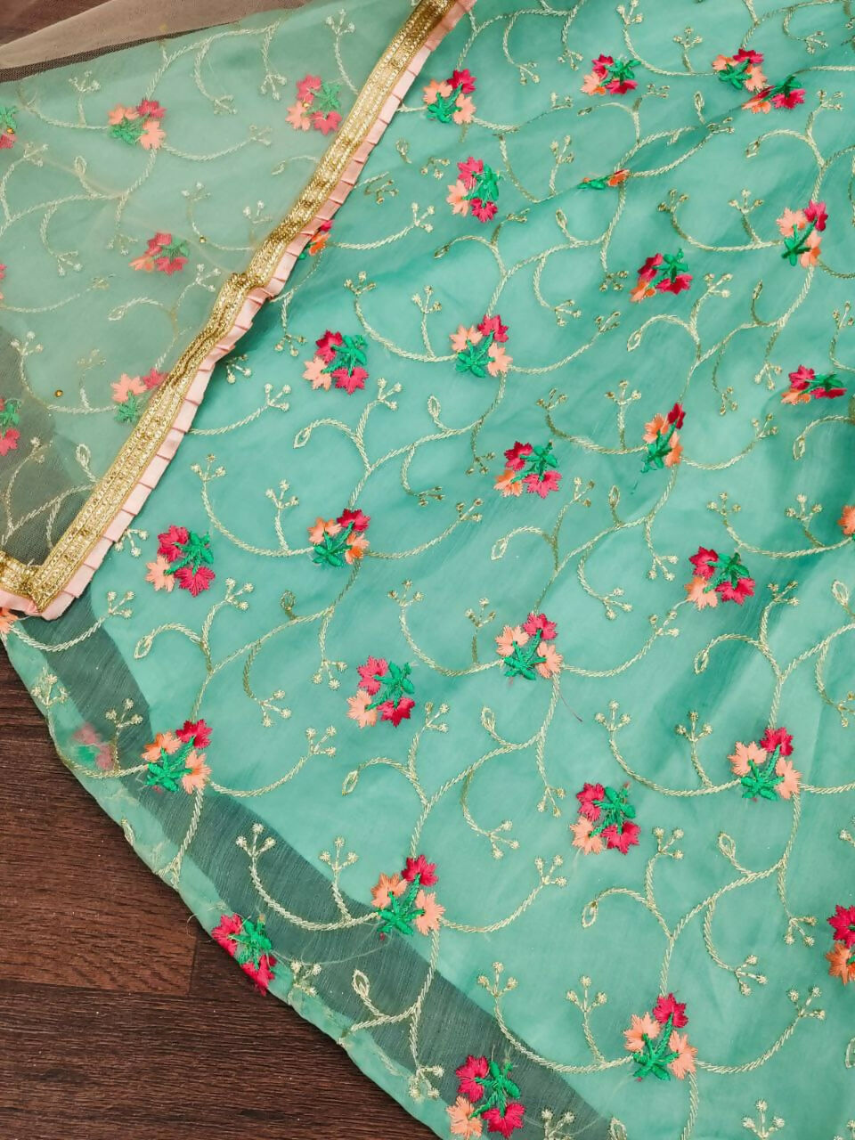 Jyoti Fashion Beautiful Sky Blue Organza Silk Embroidered Kids Lehenga Choli Set | Swadesiicart