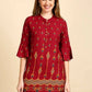 Anubhutee Maroon & Golden Printed Straight Kurti - Swadesiicart