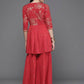 Ahalyaa Women Floral Printed Tunic with Palazzos - Red Color | Swadesiicart