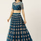 House of Panchhi Teal Net Semi stitched Mirror and Coding Work Lehenga Choli | Swadesiicart