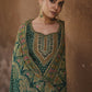 Anaita Dark-Green Silk Readymade Palazzo Suit with Swarovski Work